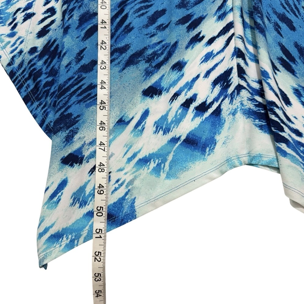 Chico's Handkerchief Hem Summer Dress Sz 1 (Med) Blue Vacation Stretch Lagenlook - Picture 6 of 7
